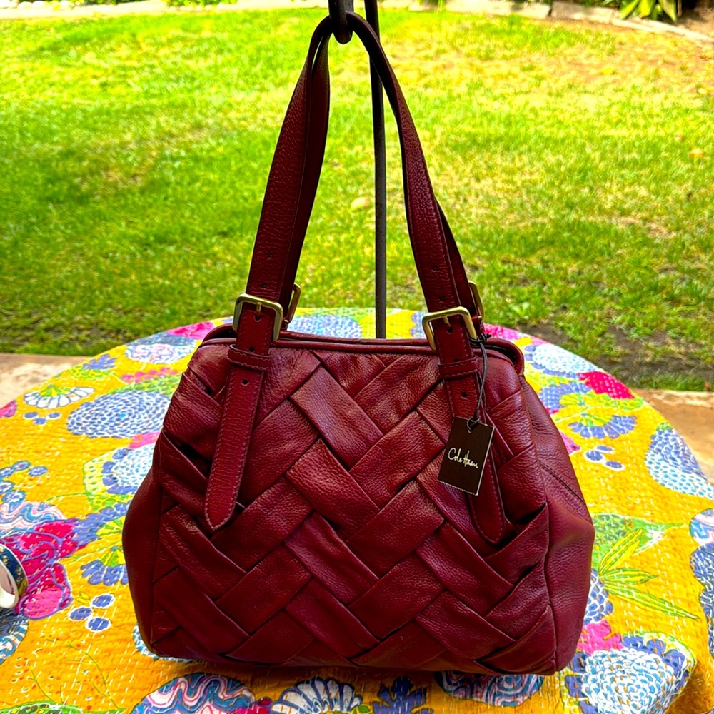 Cole Haan soft leather woven tote